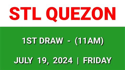 1ST DRAW, STL QUEZON 11AM Result Today March 19, 2024 .